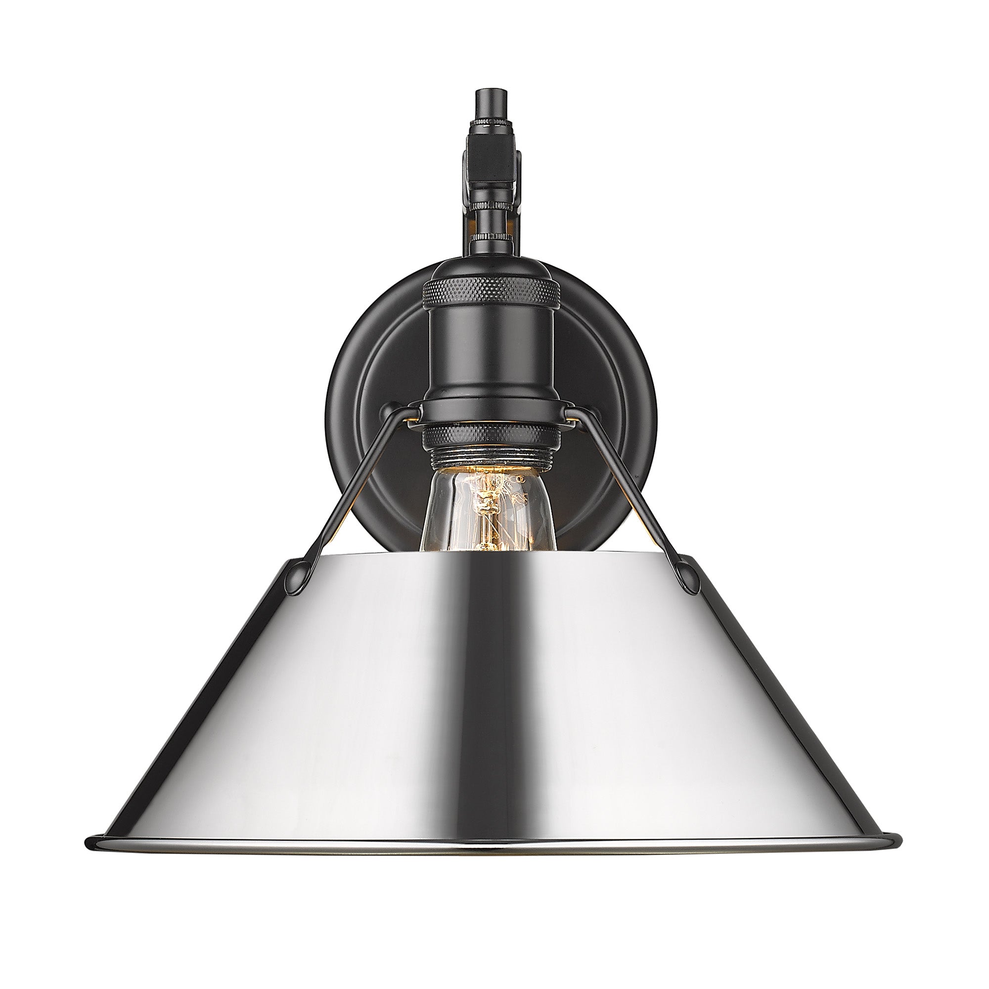 Orwell 1-Light Wall Sconce in Matte Black with Chrome - - Golden Lighting