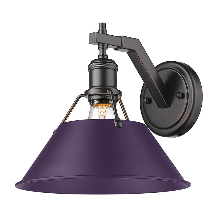 Yep by Golden Lighting Orwell 1-light Wall Sconce in Matte Black and Exotic Purple shade