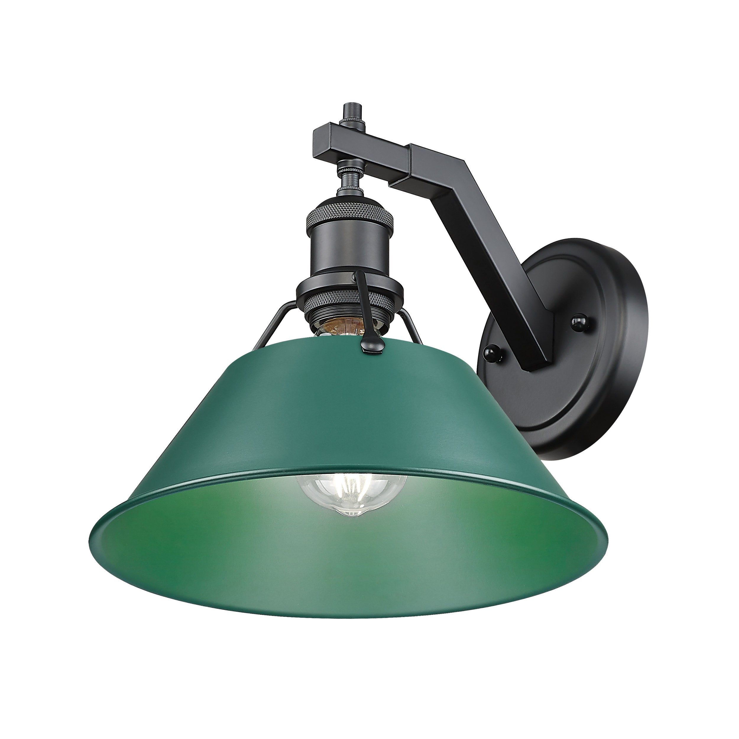 Yep by Golden Lighting Orwell 1-light Wall Sconce in Matte Black and Pine Green shade - - Golden Lighting