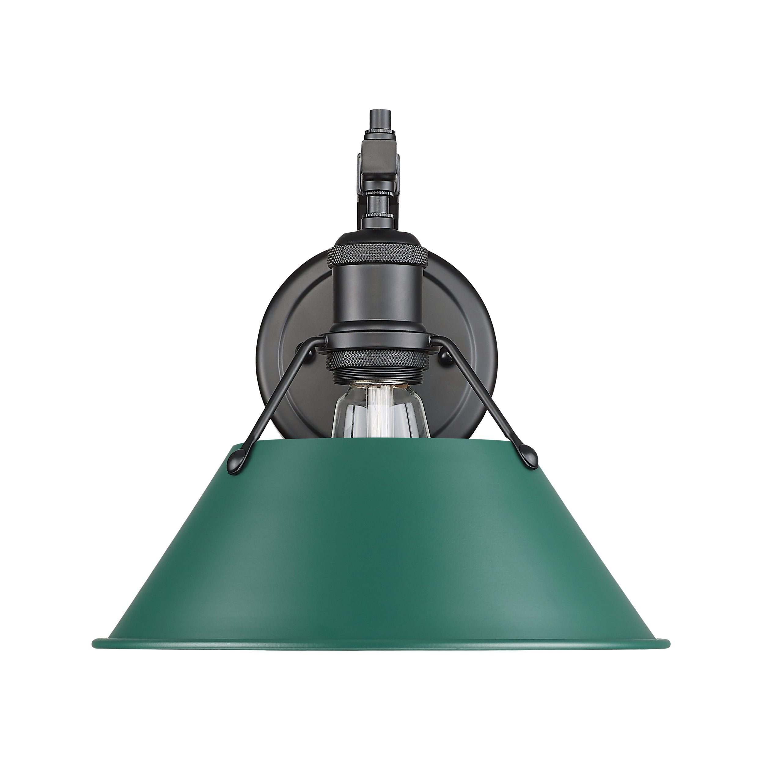 Orwell 1-Light Wall Sconce in Matte Black with Pine Green - - Golden Lighting