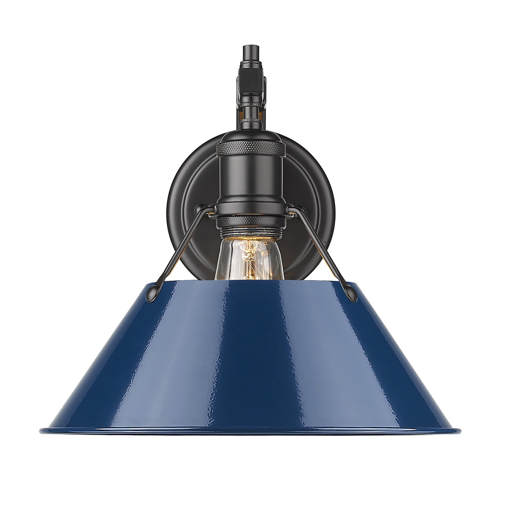 Orwell 1-Light Wall Sconce in Matte Black with Matte Navy - - Golden Lighting