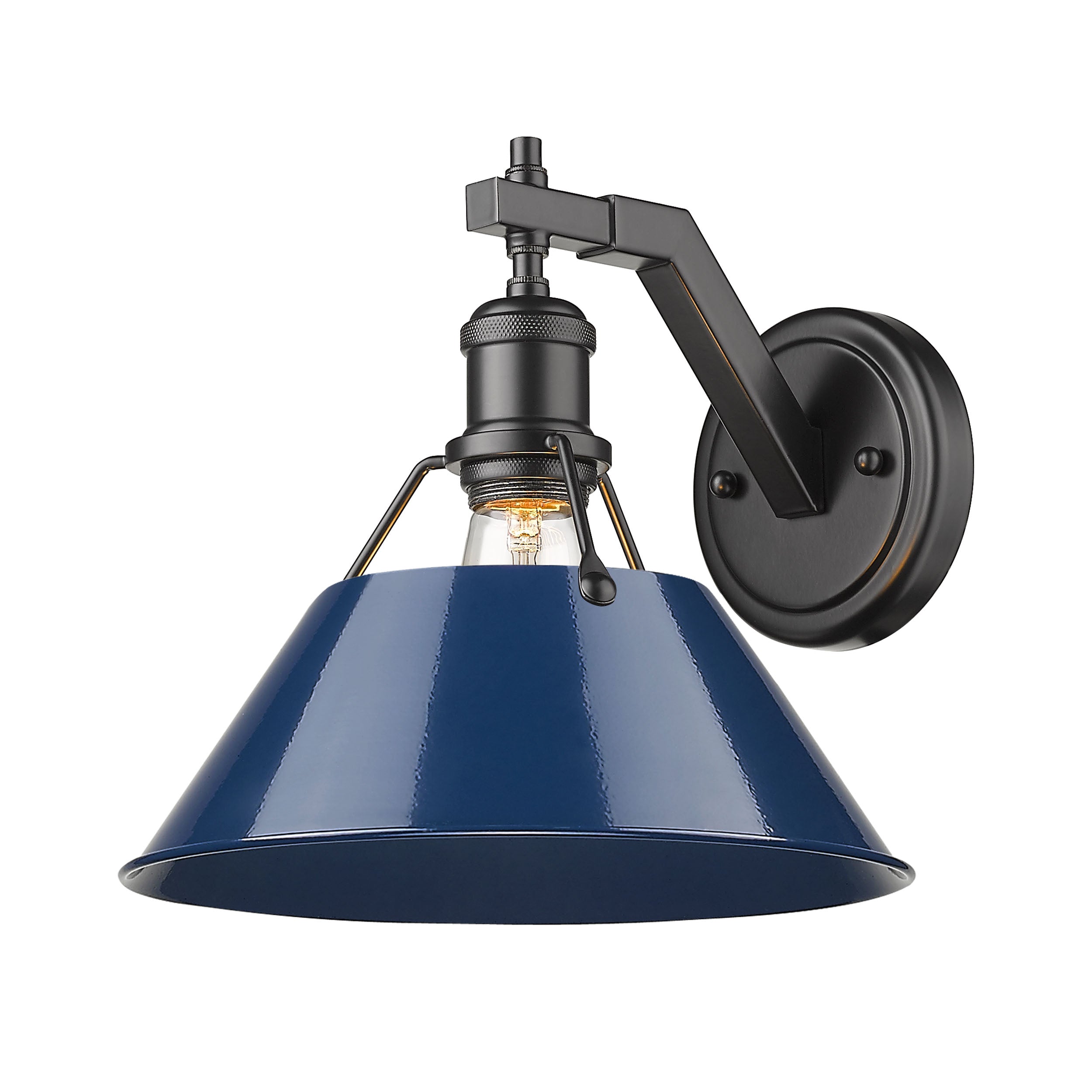 Yep by Golden Lighting Orwell 1-light Wall Sconce in Matte Black and Navy Blue shade - - Golden Lighting