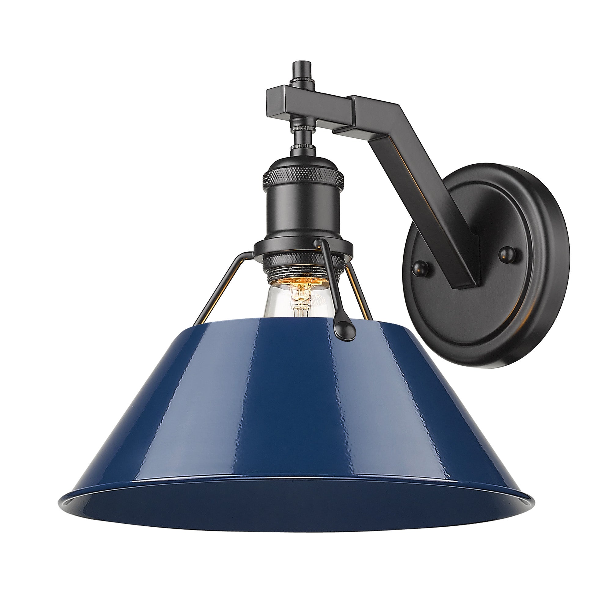 Orwell 1-Light Wall Sconce in Matte Black with Matte Navy - Matte Black / Matte Navy / Blue - Golden Lighting