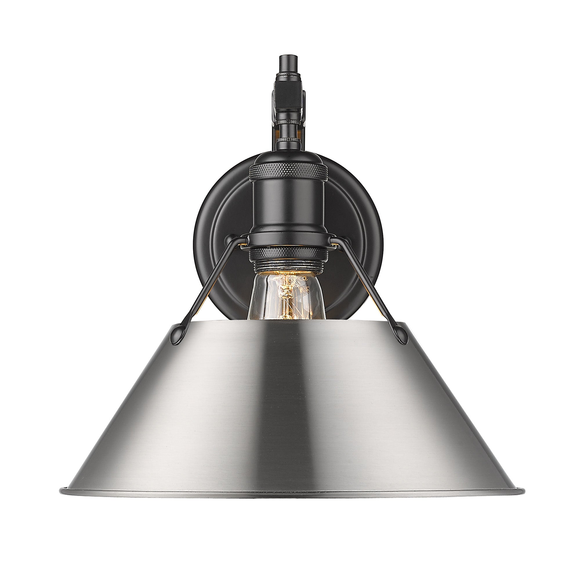 Orwell 1-Light Wall Sconce in Matte Black with Pewter - - Golden Lighting