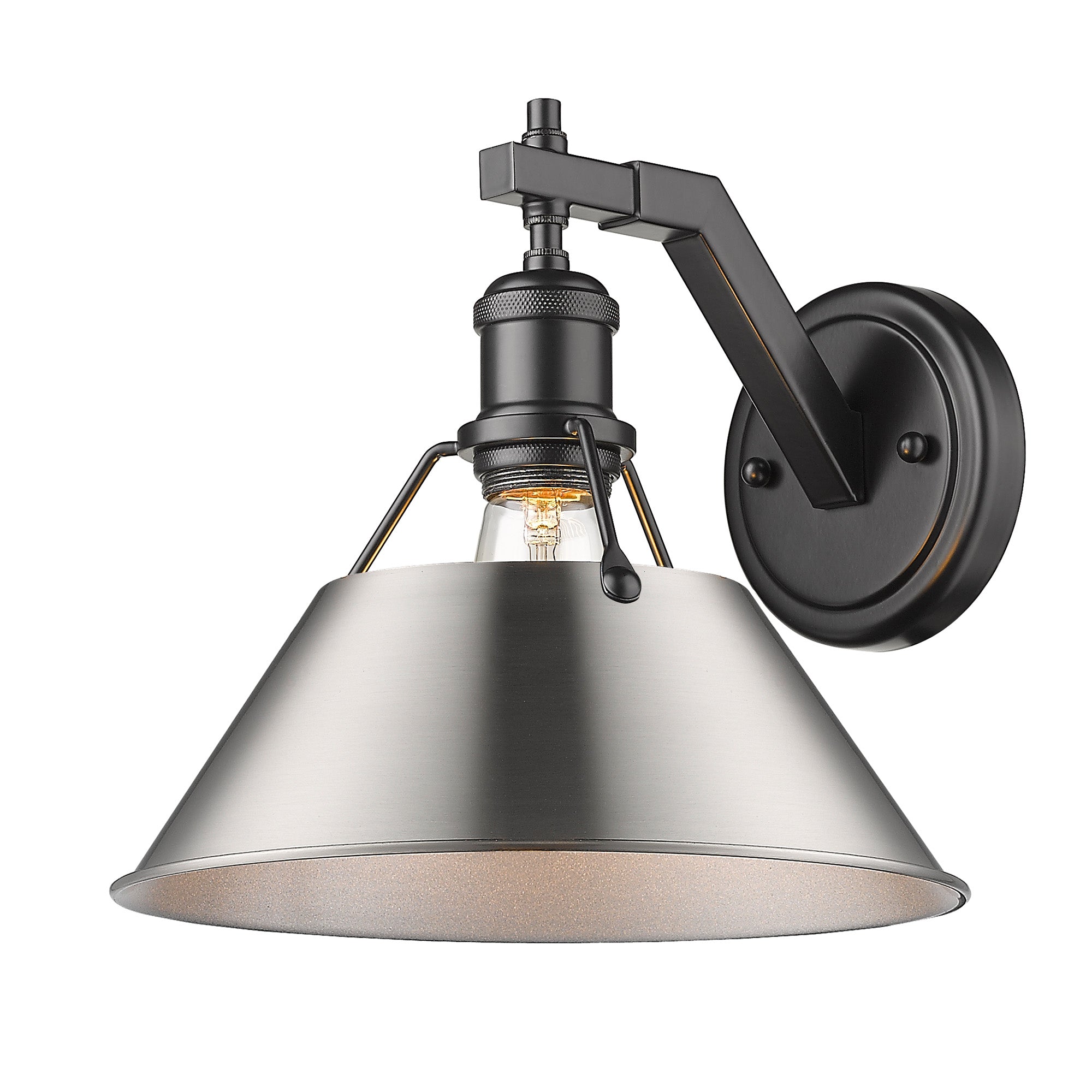 Orwell 1-Light Wall Sconce in Matte Black with Pewter - Matte Black / Pewter / Silver - Golden Lighting