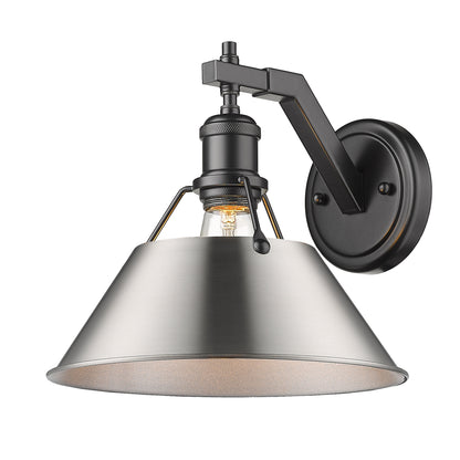 Orwell 1-Light Wall Sconce in Matte Black with Pewter - Default Title - Golden Lighting