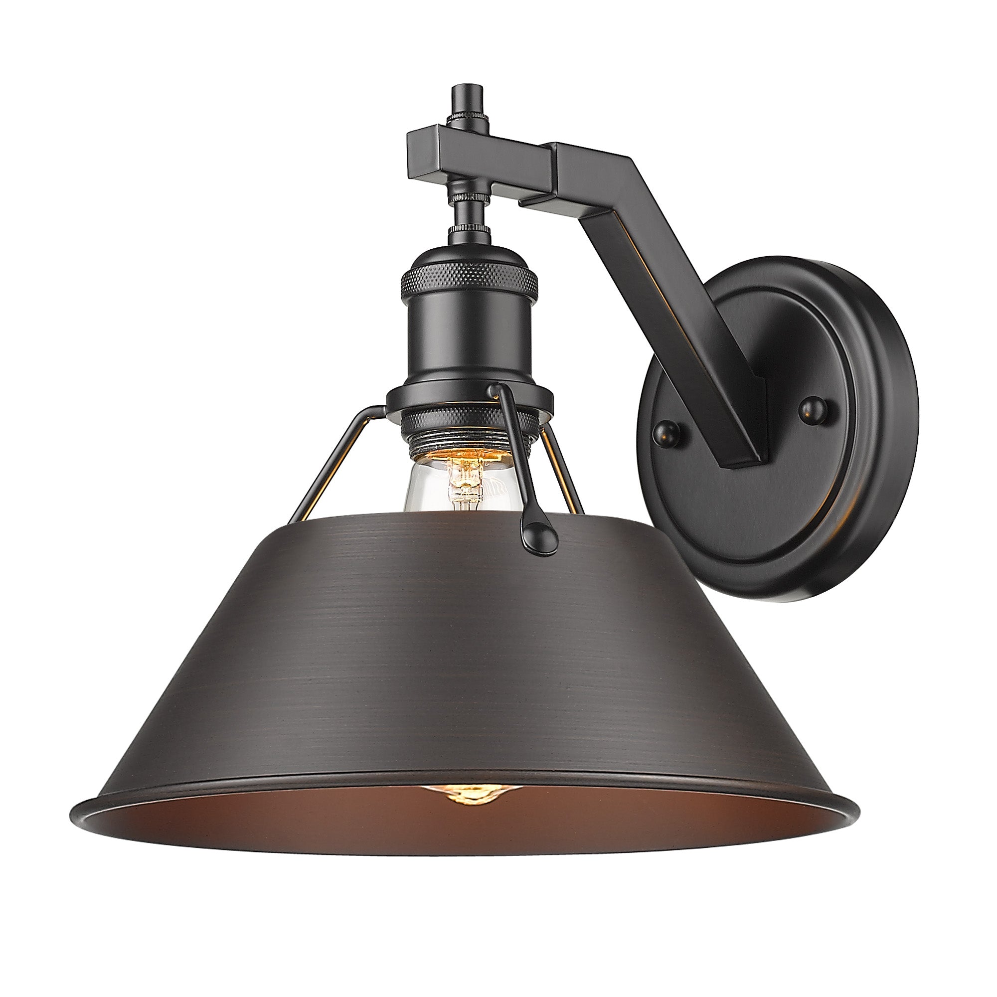 Orwell 1-Light Wall Sconce in Matte Black with Rubbed Bronze - Matte Black / Rubbed Bronze / Bronze - Golden Lighting