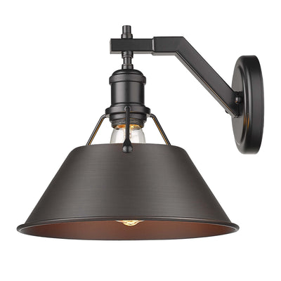 Yep by Golden Lighting Orwell 1-light Wall Sconce in Matte Black and Rubbed Bronze shade - - Golden Lighting