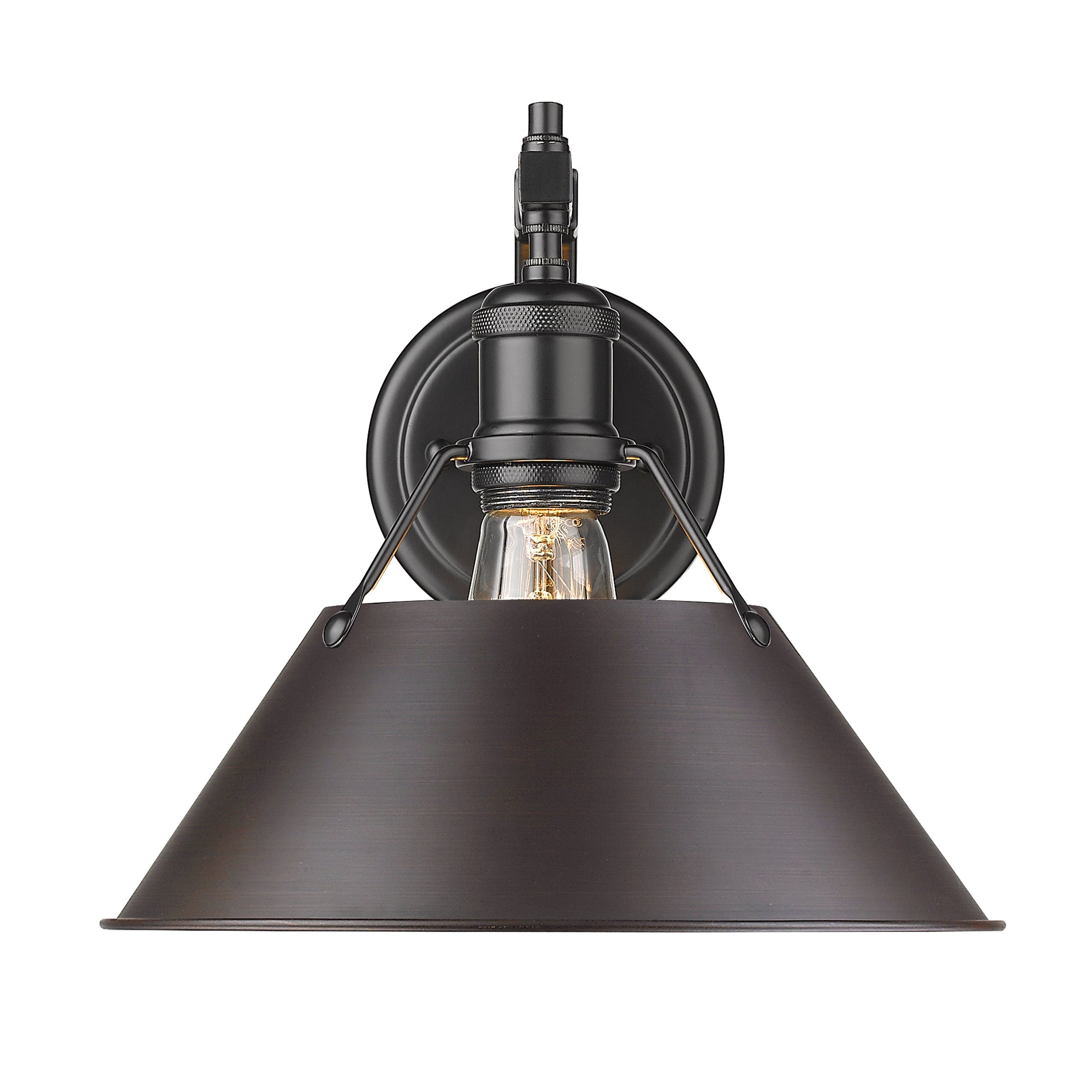 Orwell 1-Light Wall Sconce in Matte Black with Rubbed Bronze - - Golden Lighting