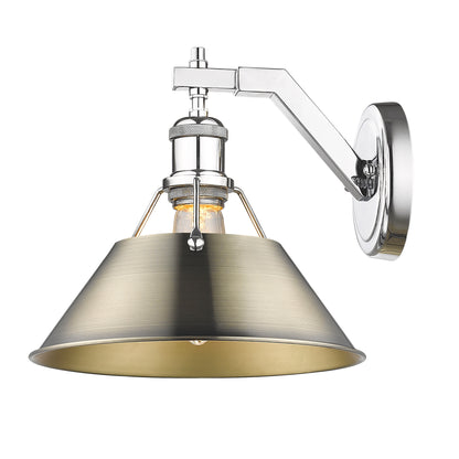 Orwell 1-Light Wall Sconce in Chrome with Aged Brass - Chrome / Aged Brass / Gold - Golden Lighting