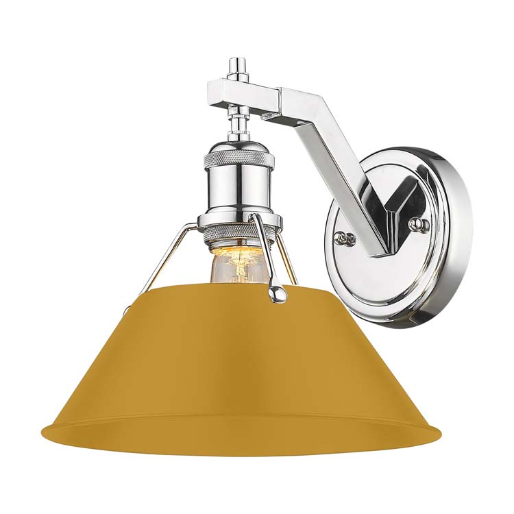 Yep by Golden Lighting Orwell 1-light Wall Sconce in Chrome and Auric Yellow shade