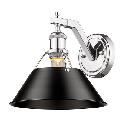 Yep by Golden Lighting Orwell 1-light Wall Sconce in Chrome and Matte Black shade