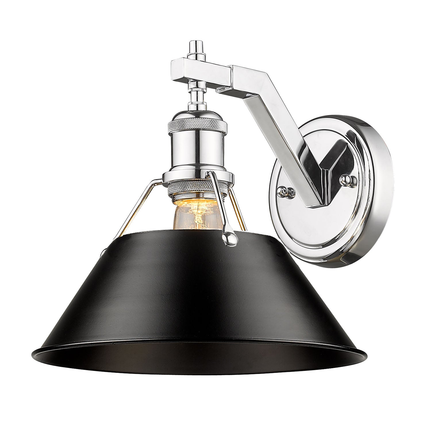 Orwell 1-Light Wall Sconce in Chrome with Matte Black - Chrome / Matte Black / Black - Golden Lighting