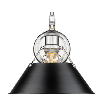 Orwell 1-Light Wall Sconce in Chrome with Matte Black - - Golden Lighting