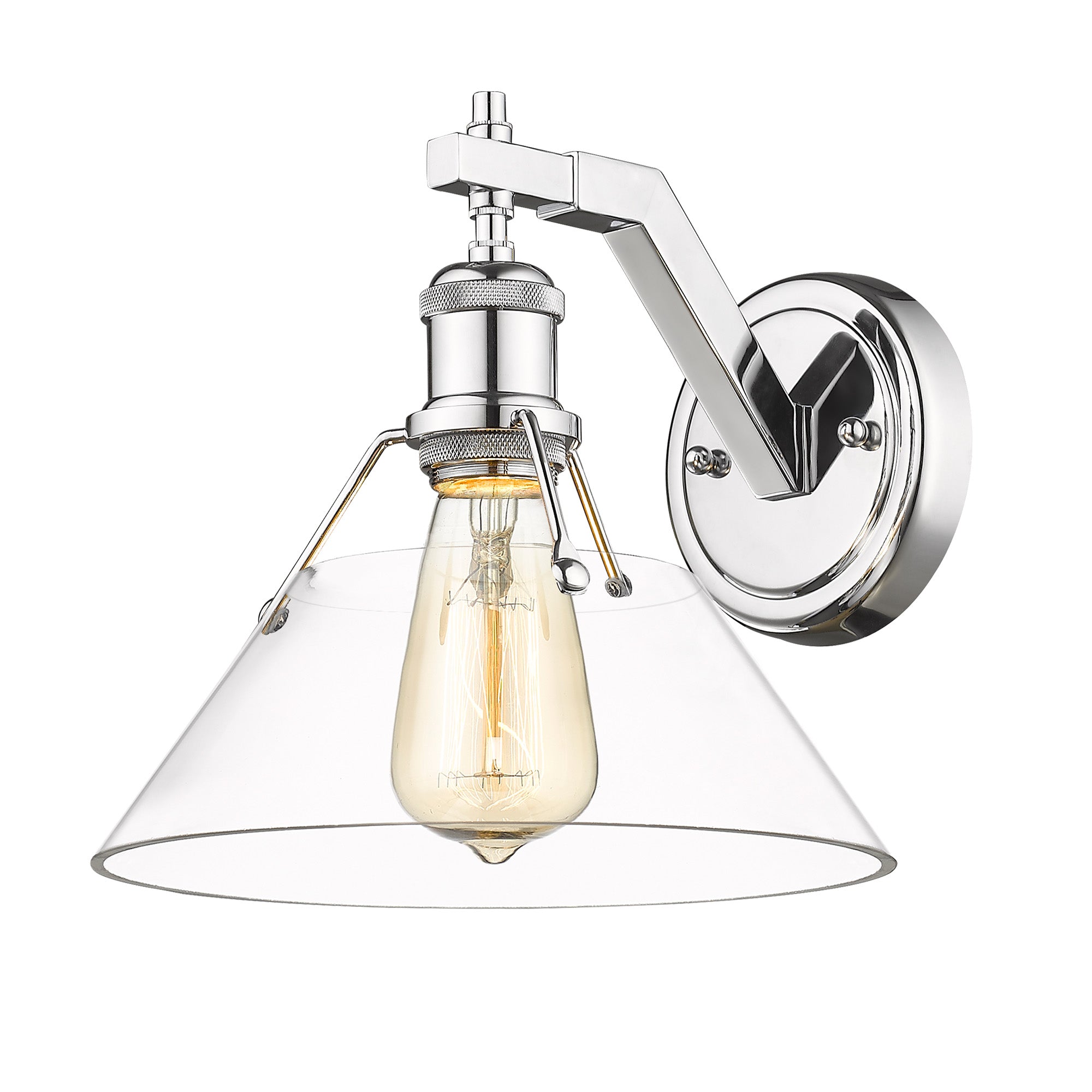 Orwell 1-Light Wall Sconce in Chrome with Clear Glass - - Golden Lighting