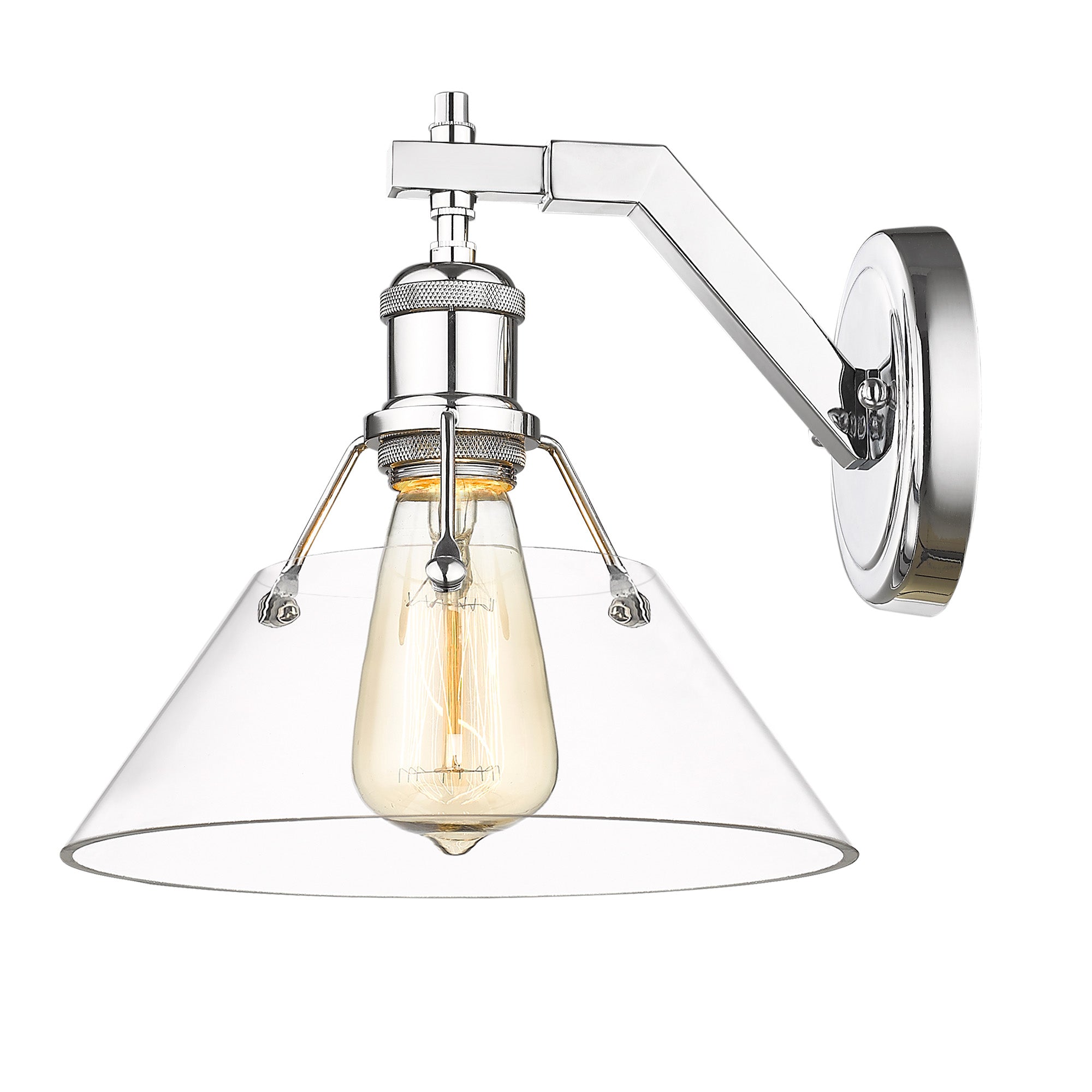 Yep by Golden Lighting Orwell 1-light Wall Sconce in Chrome and Clear Glass - - Golden Lighting