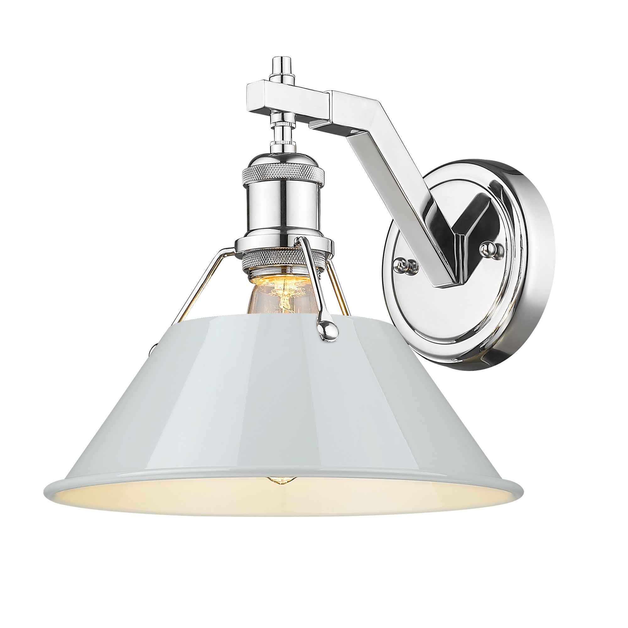 Orwell 1-Light Wall Sconce in Chrome with Dusky Blue - - Golden Lighting