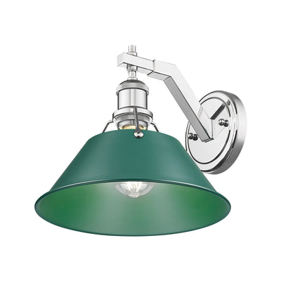Yep by Golden Lighting Orwell 1-light Wall Sconce in Chrome and Pine Green shade - Default Title - Golden Lighting
