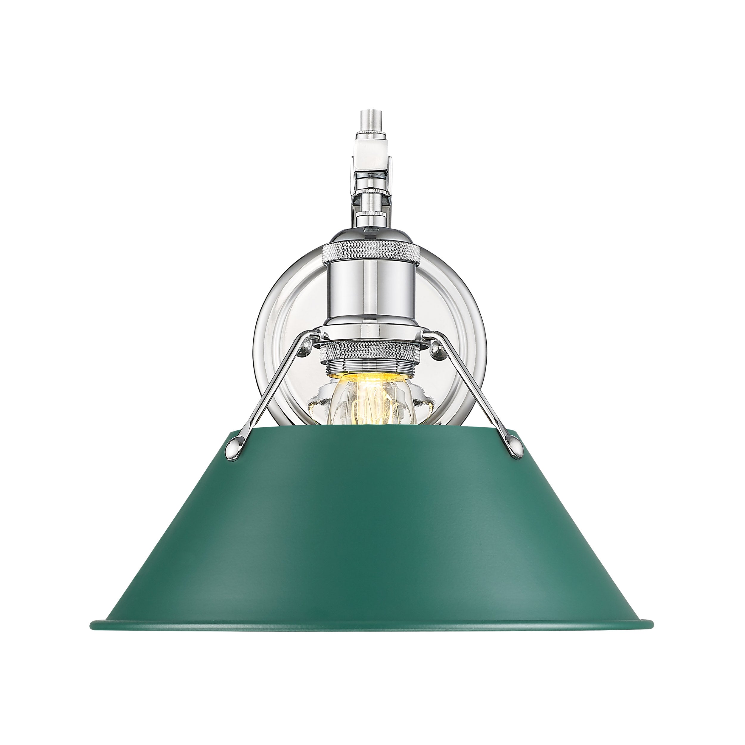 Orwell 1-Light Wall Sconce in Chrome with Pine Green - - Golden Lighting