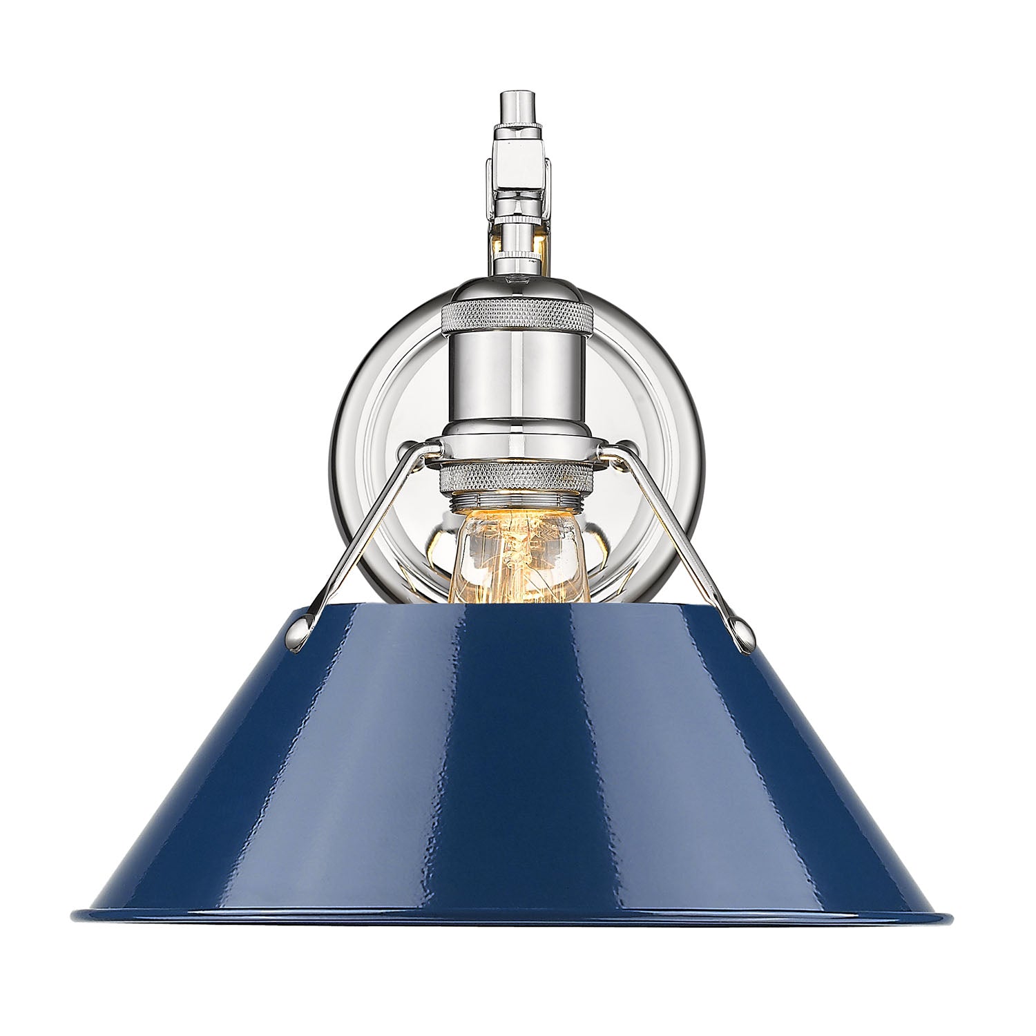 Orwell 1-Light Wall Sconce in Chrome with Matte Navy - - Golden Lighting