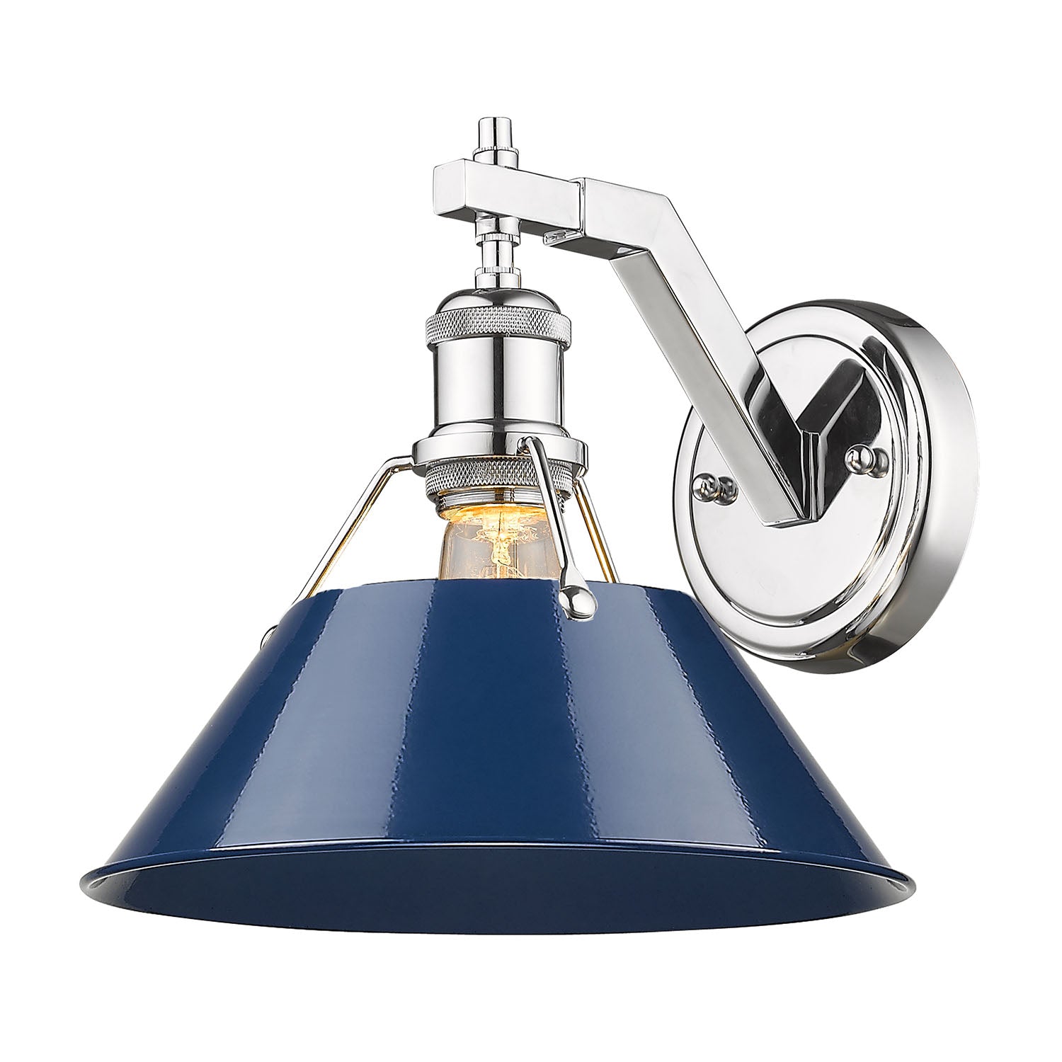 Orwell 1-Light Wall Sconce in Chrome with Matte Navy - Chrome / Matte Navy / Blue - Golden Lighting