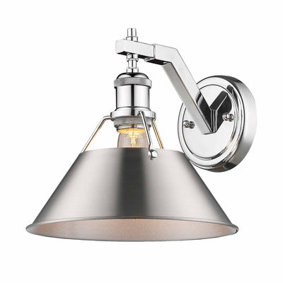 Yep by Golden Lighting Orwell 1-light Wall Sconce in Chrome and Pewter shade - Default Title - Golden Lighting