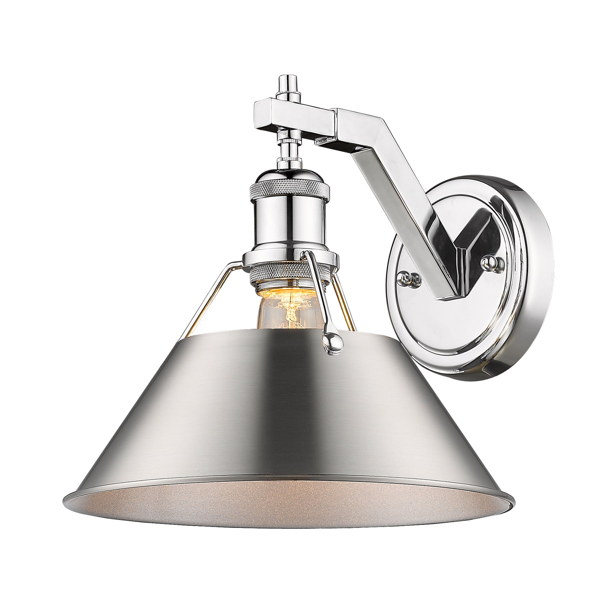 Orwell 1-Light Wall Sconce in Chrome with Pewter - Chrome / Pewter / Silver - Golden Lighting