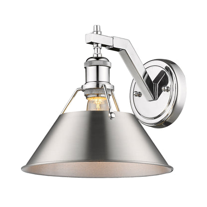 Orwell 1-Light Wall Sconce in Chrome with Pewter - Chrome / Pewter / Silver - Golden Lighting