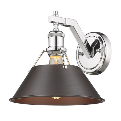 Orwell 1-Light Wall Sconce in Chrome with Rubbed Bronze - Chrome / Rubbed Bronze / Bronze - Golden Lighting