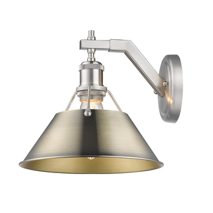 Orwell 1-Light Wall Sconce in Pewter with Aged Brass - Pewter / Aged Brass / Gold - Golden Lighting