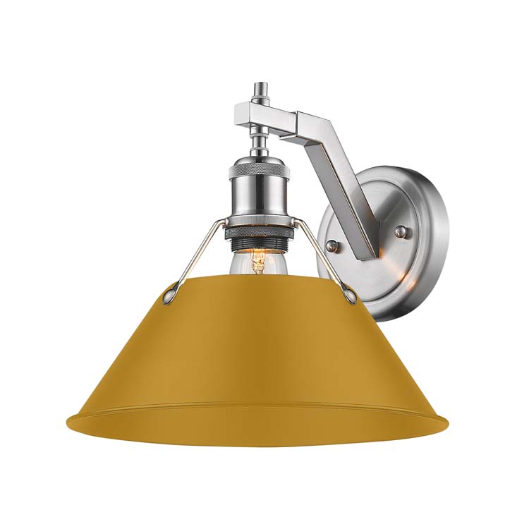 Yep by Golden Lighting Orwell 1-light Wall Sconce in Pewter and Auric Yellow shade
