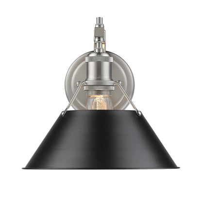 Orwell 1-Light Wall Sconce in Pewter with Matte Black - - Golden Lighting