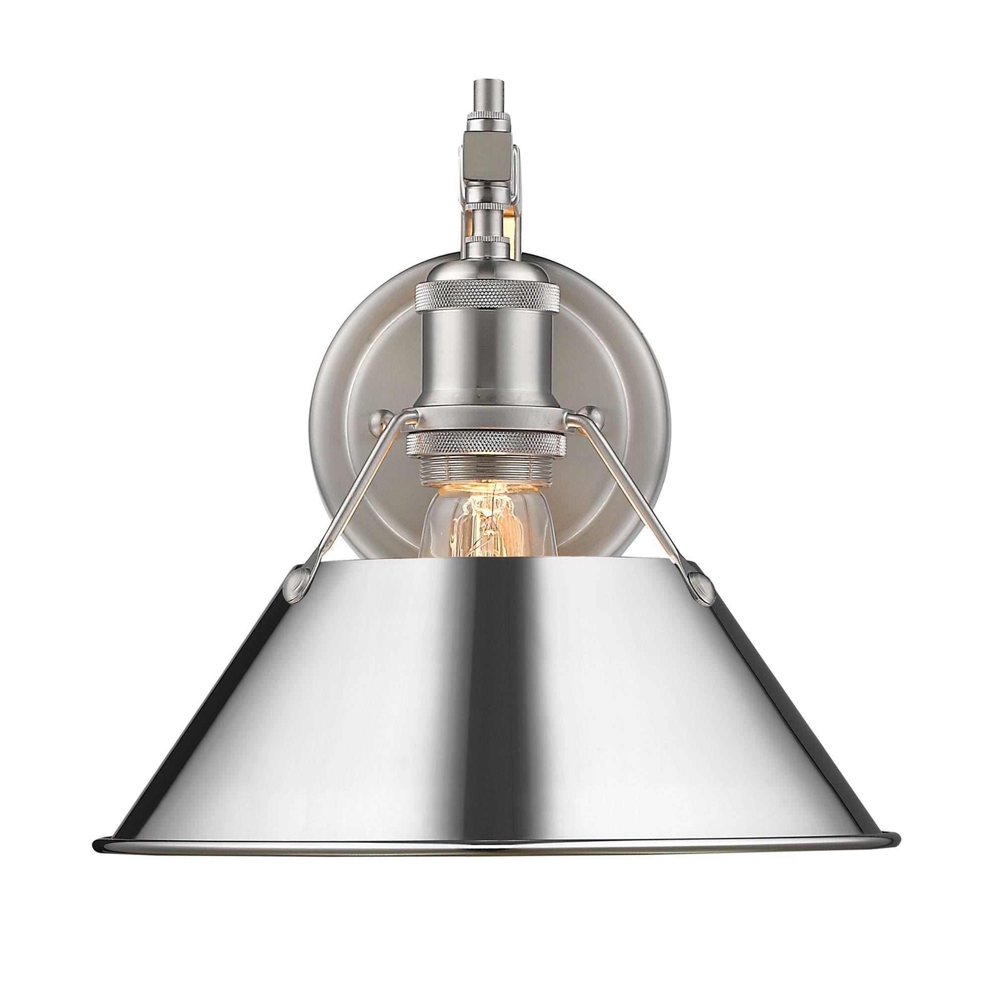 Orwell 1-Light Wall Sconce in Pewter with Chrome - - Golden Lighting