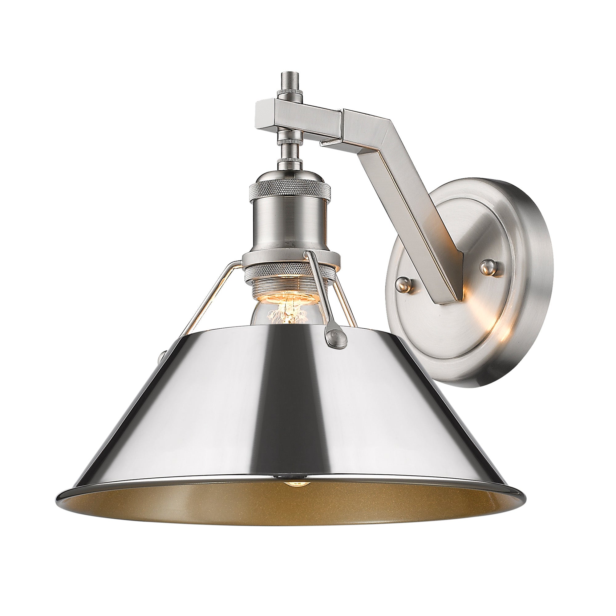 Orwell 1-Light Wall Sconce in Pewter with Chrome - Pewter / Chrome / Silver - Golden Lighting