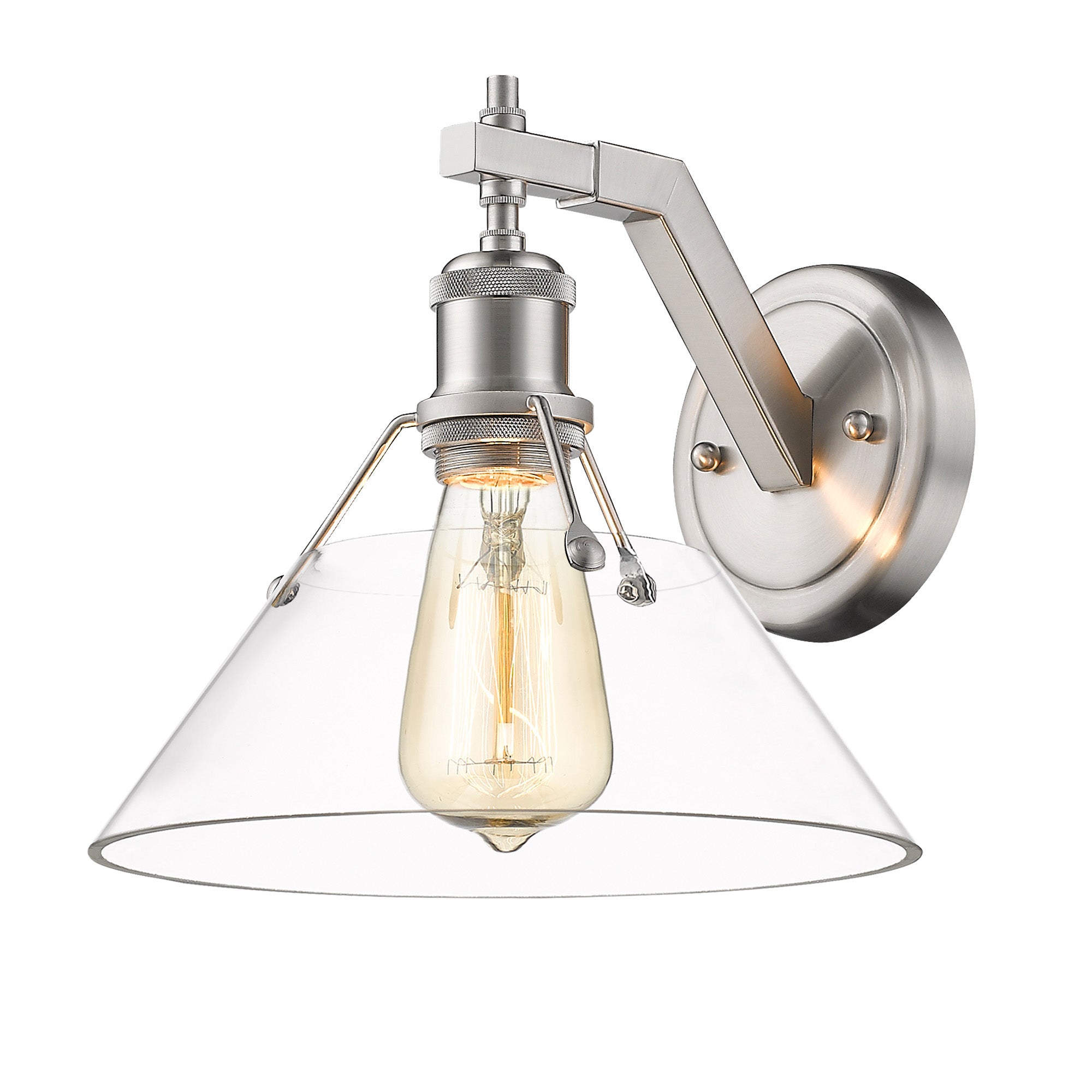 Orwell 1-Light Wall Sconce in Pewter with Clear Glass - - Golden Lighting