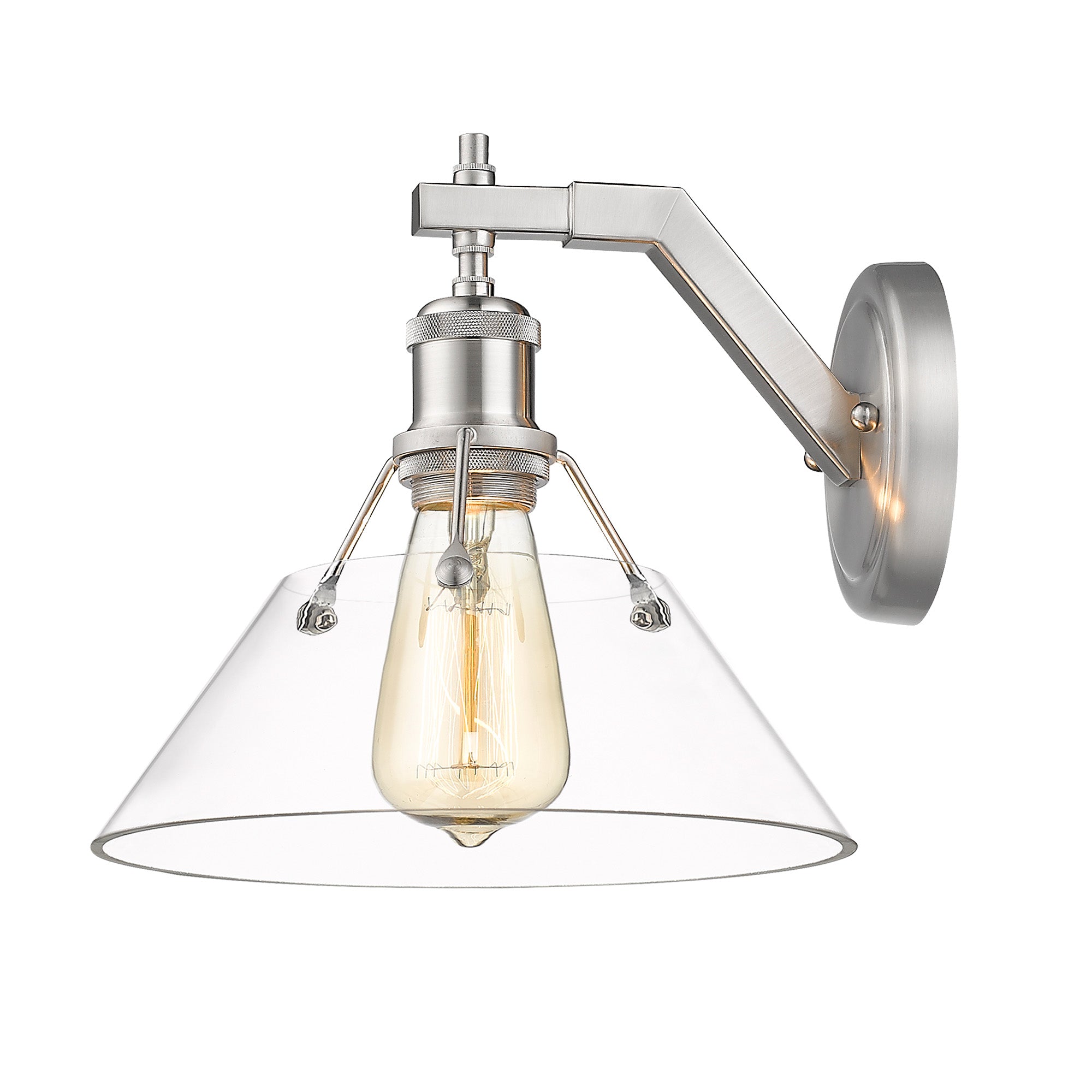 Orwell 1-Light Wall Sconce in Pewter with Clear Glass - Pewter / Clear Glass / Clear - Golden Lighting