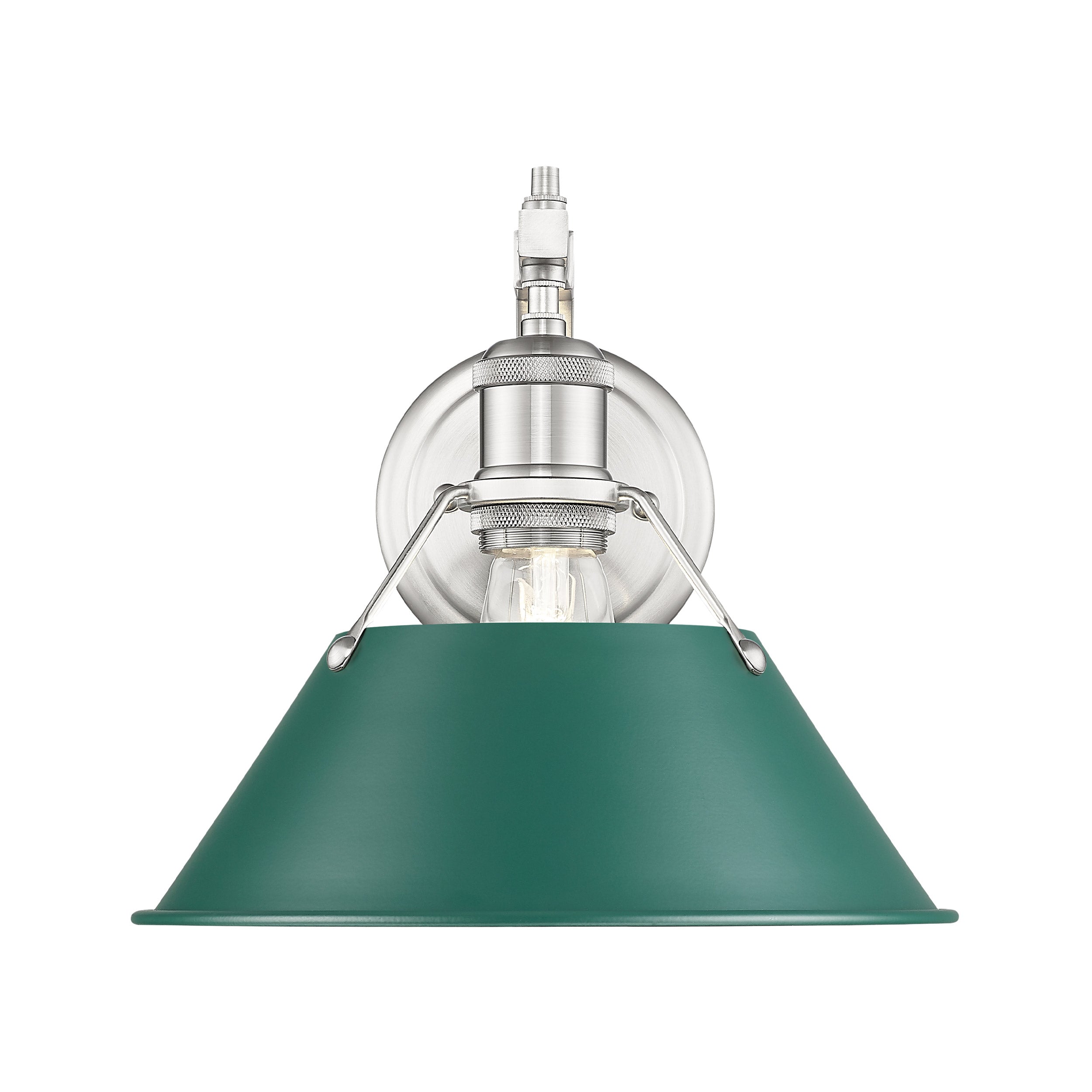 Orwell 1-Light Wall Sconce in Pewter with Pine Green - - Golden Lighting