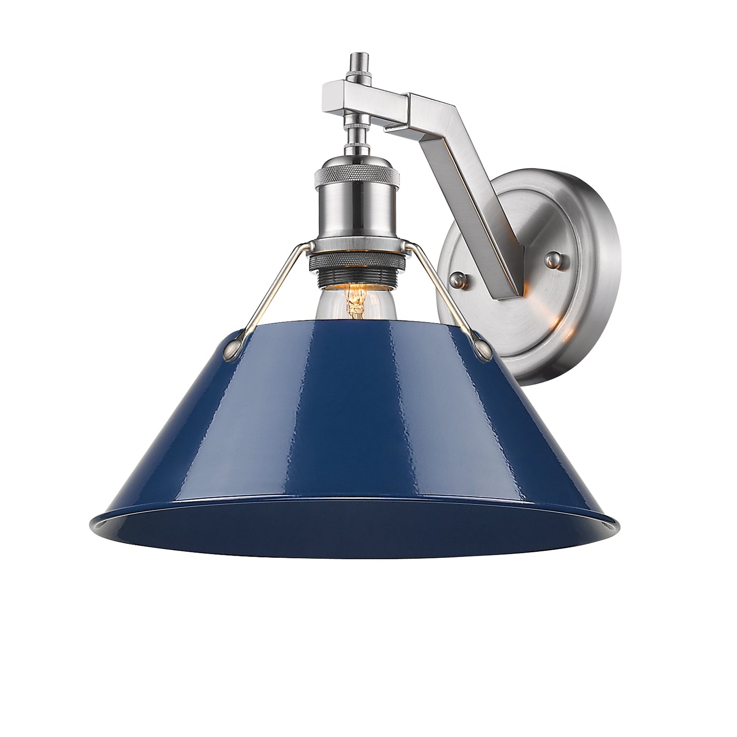 Orwell 1-Light Wall Sconce in Pewter with Matte Navy - Pewter / Matte Navy / Blue - Golden Lighting