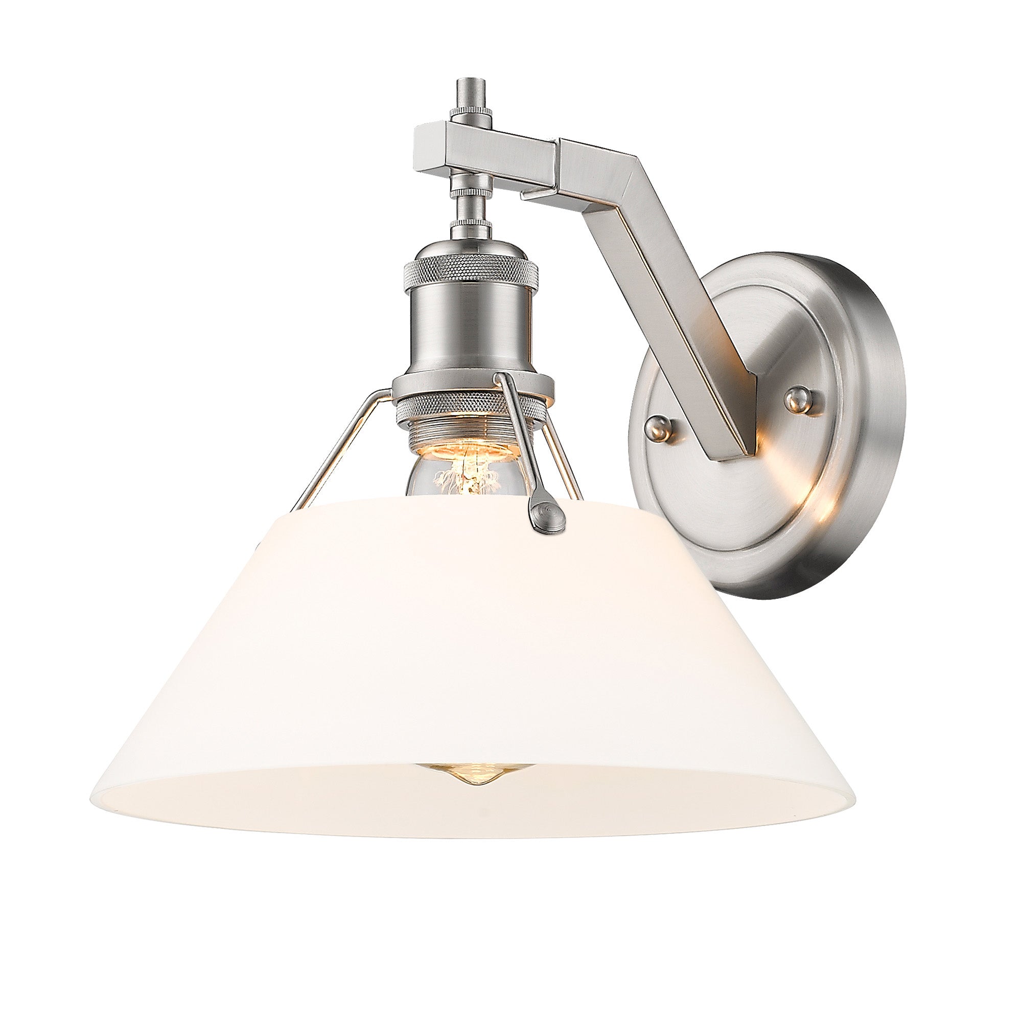 Orwell 1-Light Wall Sconce in Pewter with Opal Glass - - Golden Lighting