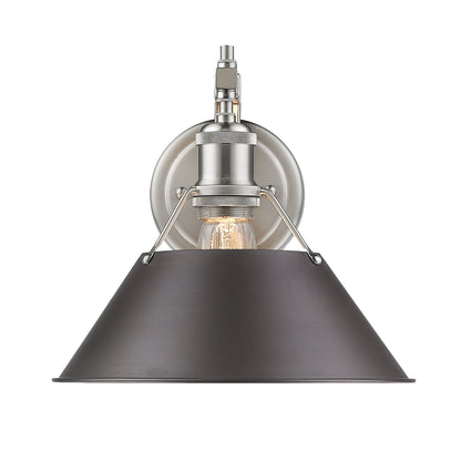 Orwell 1-Light Wall Sconce in Pewter with Rubbed Bronze - - Golden Lighting