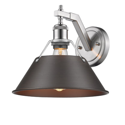 Orwell 1-Light Wall Sconce in Pewter with Rubbed Bronze - Default Title - Golden Lighting