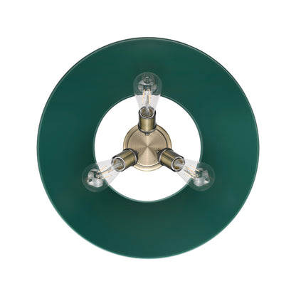 Yep by Golden Lighting Orwell 3-light Flush Mount in Aged Brass and Pine Green shade - - Golden Lighting