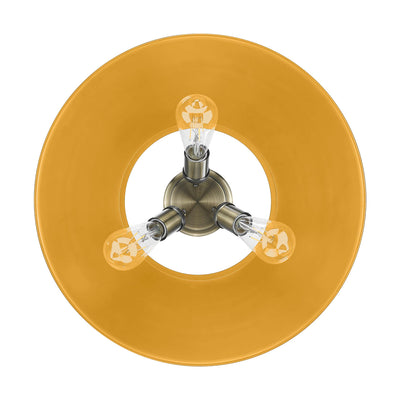 Yep by Golden Lighting Orwell 3-light Flush Mount in Aged Brass and Auric Yellow shade - - Golden Lighting