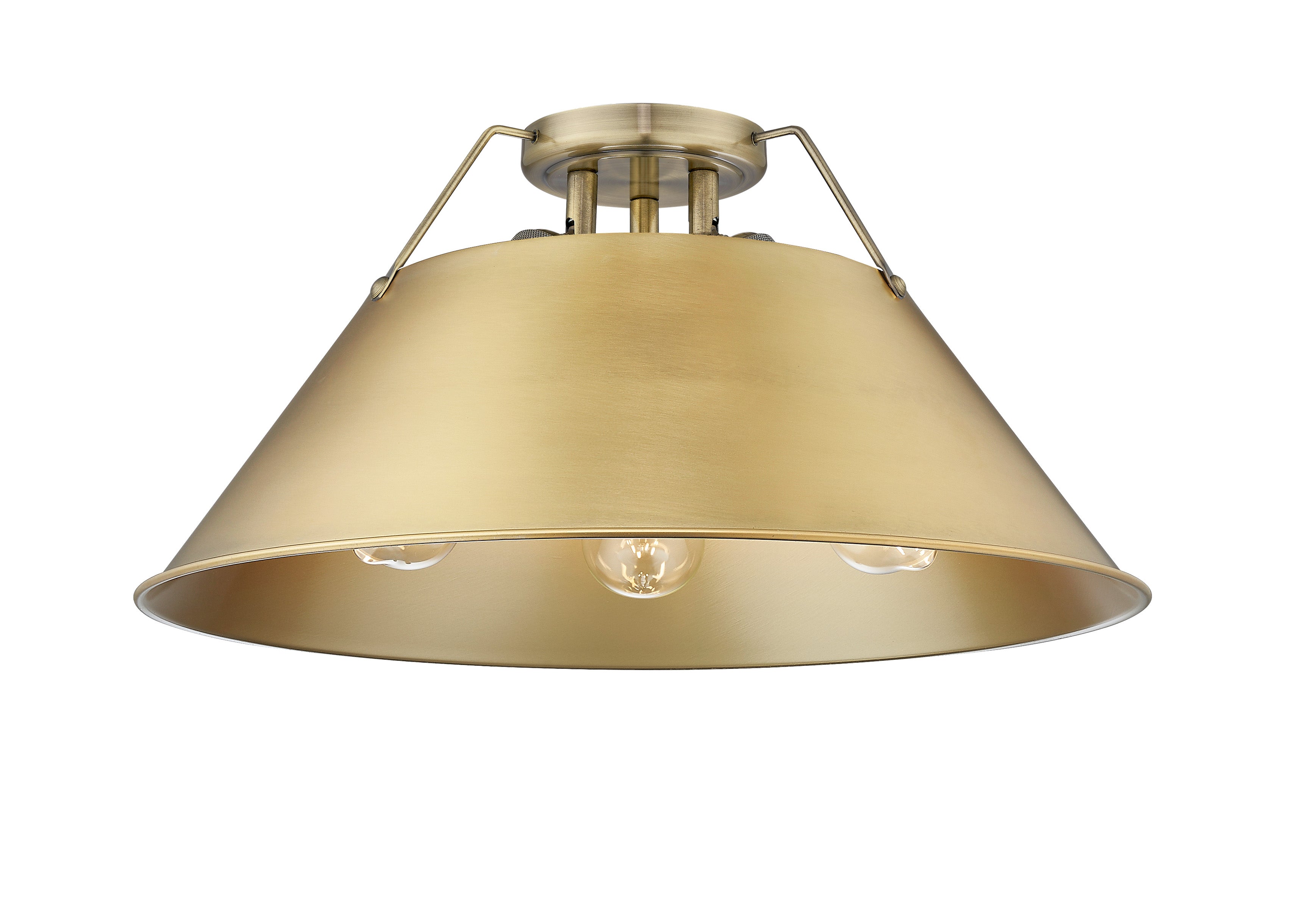 Orwell 3-Light Flush Mount in Aged Brass with Brushed Champagne Bronze - - Golden Lighting