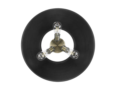 Yep by Golden Lighting Orwell 3-light Flush Mount in Aged Brass and Matte Black shade - - Golden Lighting