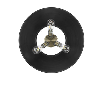 Yep by Golden Lighting Orwell 3-light Flush Mount in Aged Brass and Matte Black shade - - Golden Lighting