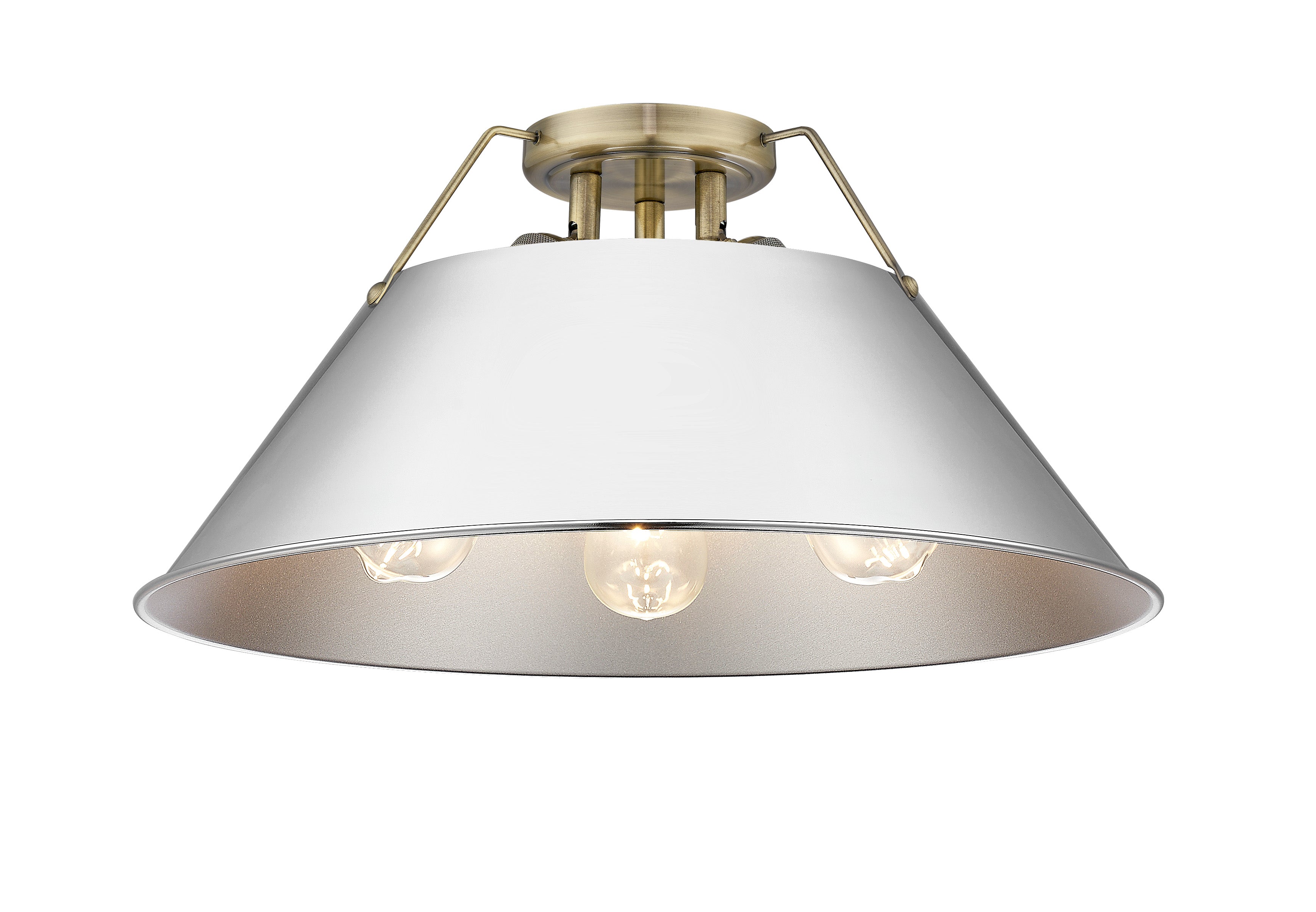 Orwell 3-Light Flush Mount in Aged Brass with Chrome - - Golden Lighting