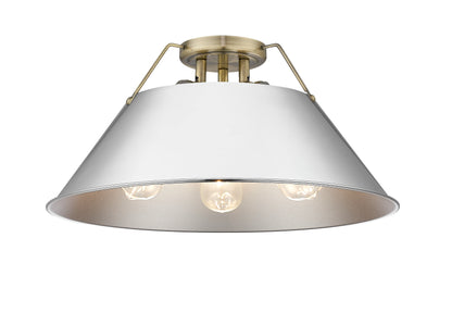 Orwell 3-Light Flush Mount in Aged Brass with Chrome - - Golden Lighting