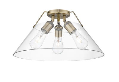 Yep by Golden Lighting Orwell 3-light Flush Mount in Aged Brass and Clear Glass - Default Title - Golden Lighting