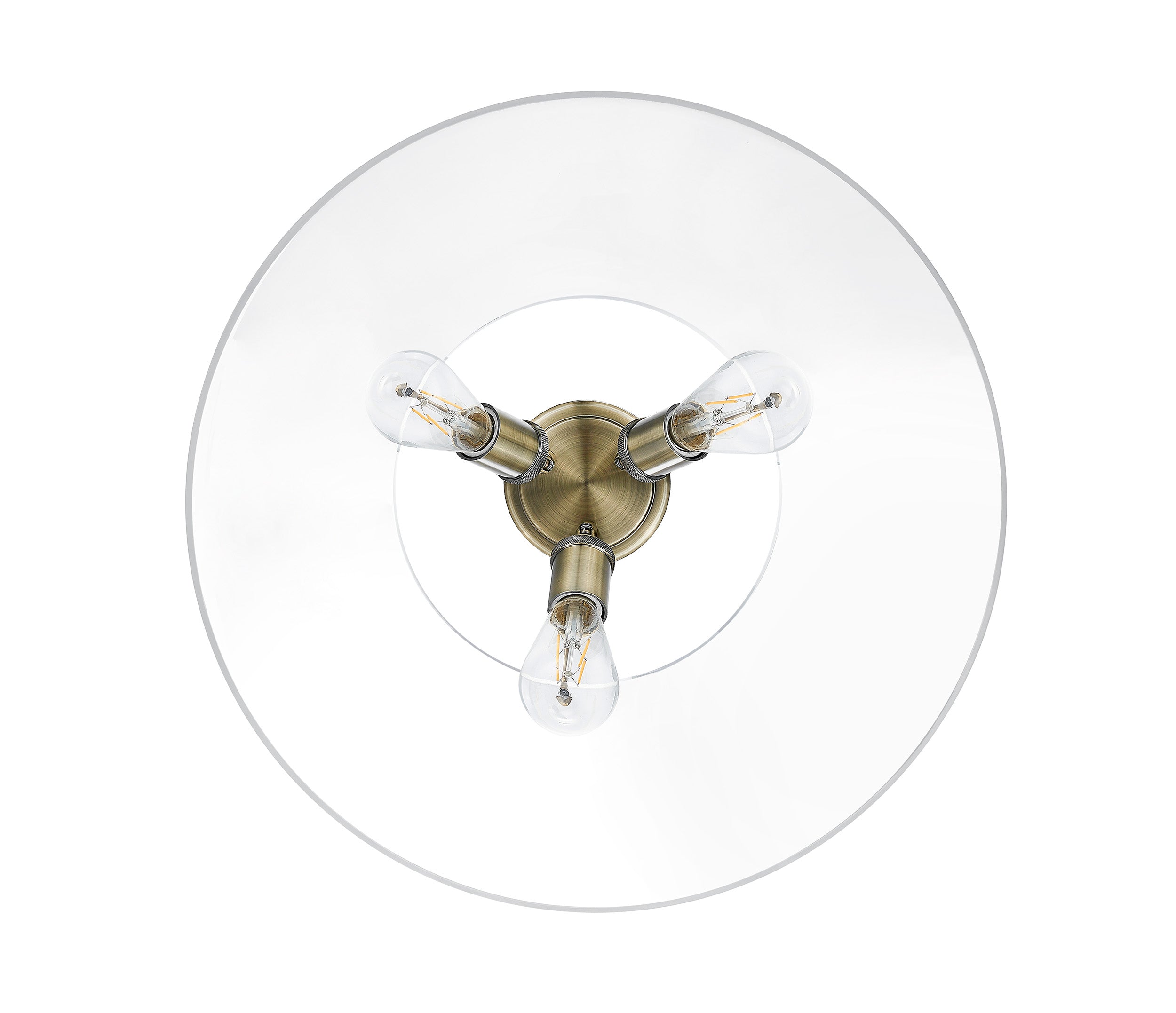 Yep by Golden Lighting Orwell 3-light Flush Mount in Aged Brass and Clear Glass - - Golden Lighting